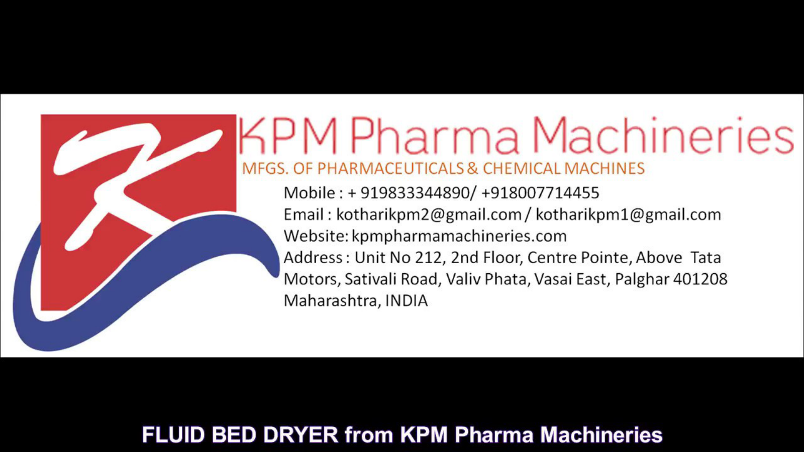 FLUID BED DRYER II From KPM Pharma Machineries